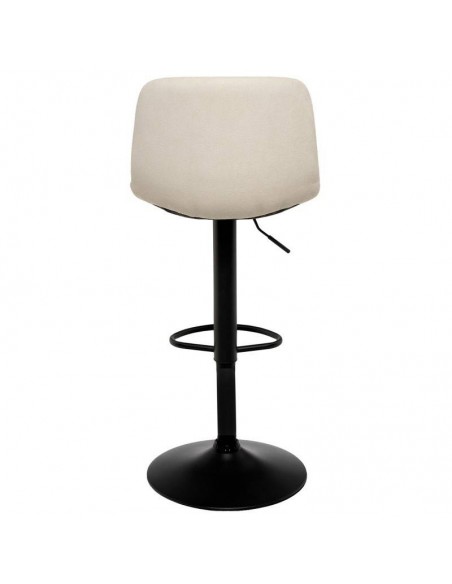 Taburete ASHA tapizado en TERCIOPELO beige y estructura metal negro.