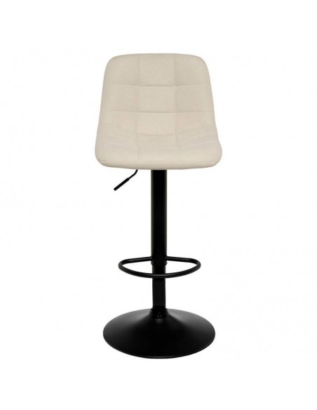 Banco ASHA estofado em VELVET beige e estrutura metal preto.