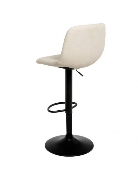 Taburete ASHA tapizado en TERCIOPELO beige y estructura metal negro.