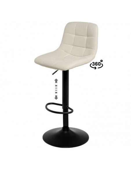 Taburete ASHA tapizado en TERCIOPELO beige y estructura metal negro.