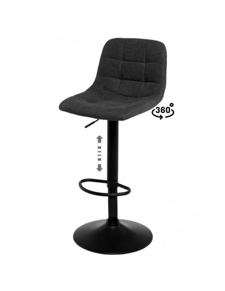 Taburete ASHA tapizado TERCIOPELO gris oscuro y metal negro.