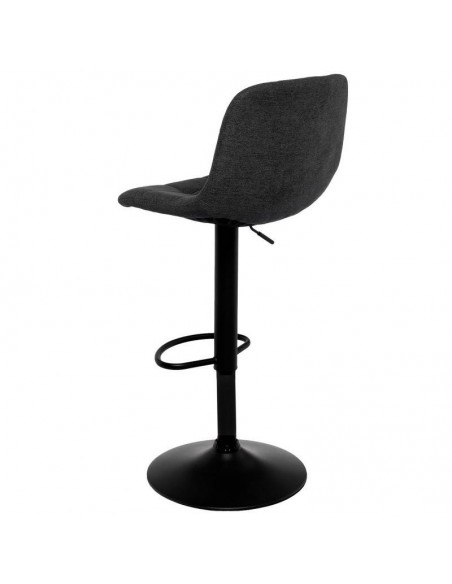 Banco ASHA estofado em VELVET cinza escuro e estrutura metal preto.