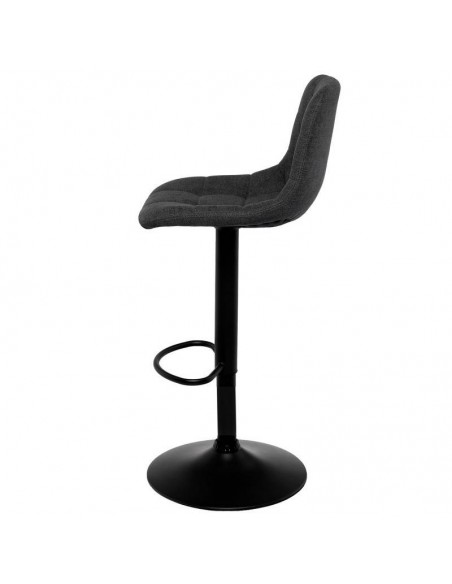 Banco ASHA estofado em VELVET cinza escuro e estrutura metal preto.