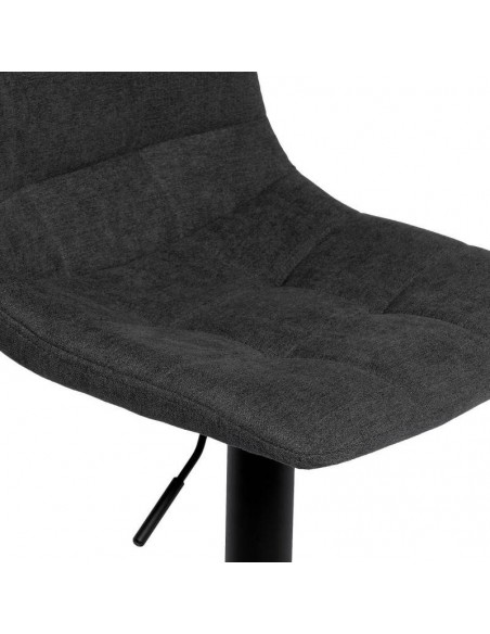Taburete ASHA tapizado TERCIOPELO gris oscuro y metal negro.