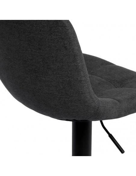 Taburete ASHA tapizado TERCIOPELO gris oscuro y metal negro.