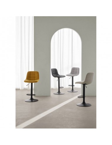 Banco ASHA estofado em VELVET cinza claro e...