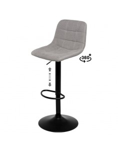 Taburete ASHA tapizado en TERCIOPELO gris claro y metal...