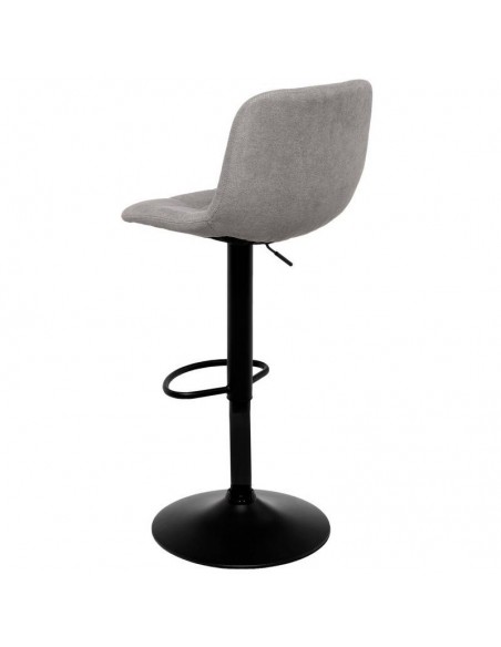 Banco ASHA estofado em VELVET cinza claro e estrutura metal preto.