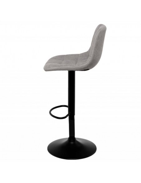 Banco ASHA estofado em VELVET cinza claro e estrutura metal preto.