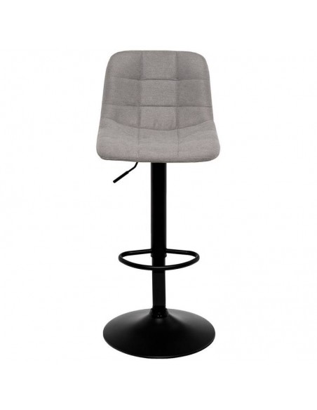 Taburete ASHA tapizado en TERCIOPELO gris claro y metal negro.