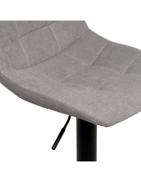 Taburete ASHA tapizado en TERCIOPELO gris claro y metal negro.