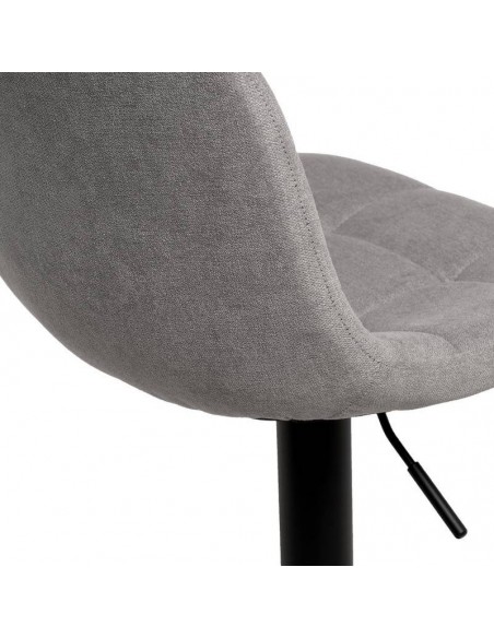 Banco ASHA estofado em VELVET cinza claro e estrutura metal preto.