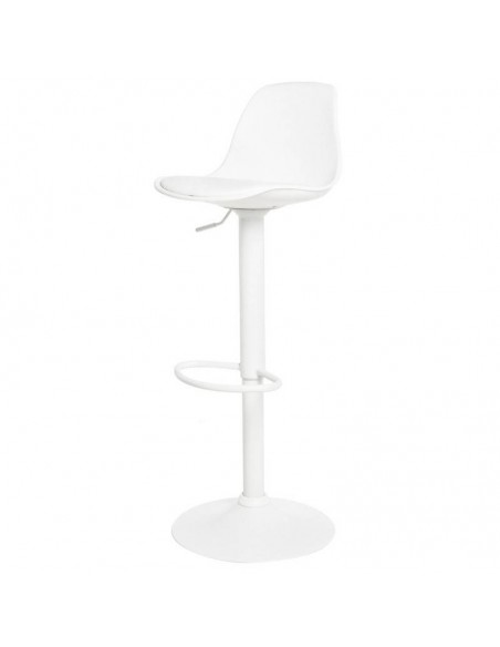 Taburete SADIE de polipropileno y asiento acolchado PU blanco.