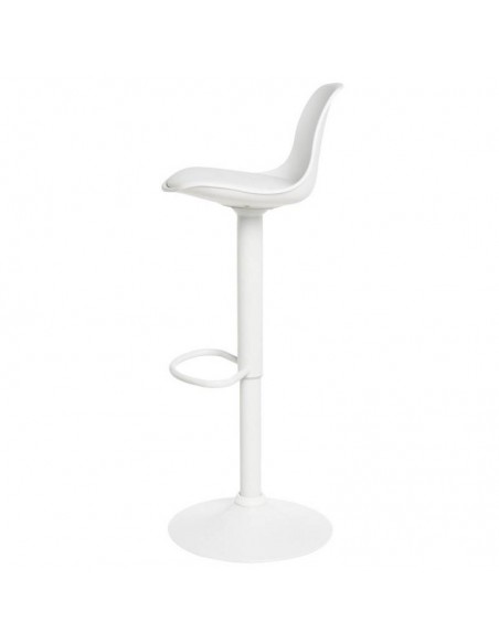 Taburete SADIE de polipropileno y asiento acolchado PU blanco.