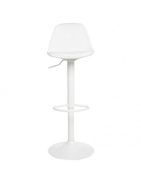 Taburete SADIE de polipropileno y asiento acolchado PU blanco.