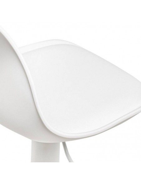 Taburete SADIE de polipropileno y asiento acolchado PU blanco.