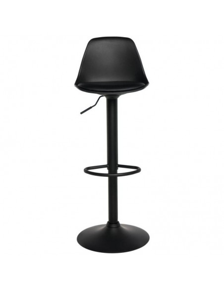 Taburete SADIE de polipropileno y asiento acolchado PU negro.
