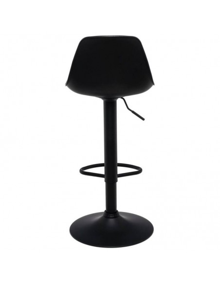 Taburete SADIE de polipropileno y asiento acolchado PU negro.