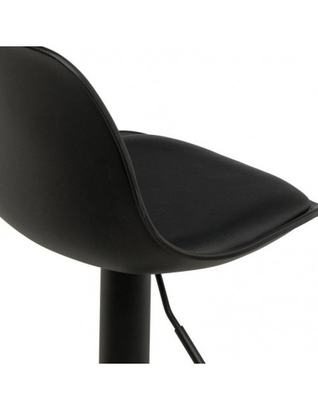 Taburete SADIE de polipropileno y asiento acolchado PU negro.
