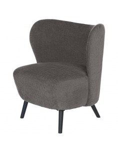 Butaca OPORTO tela gris oscuro y patas de metal negro.