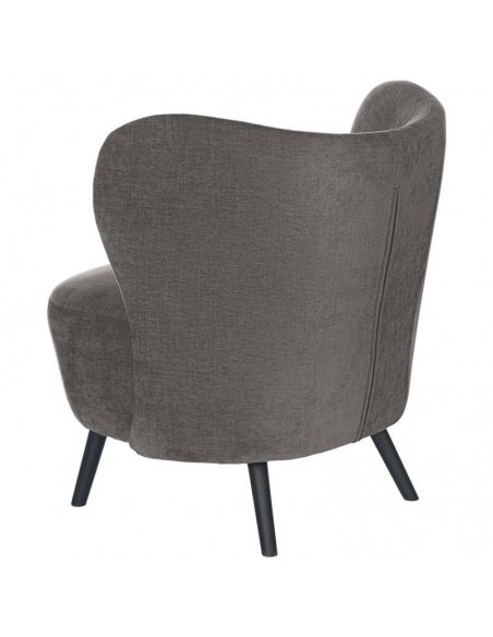 Butaca OPORTO tela gris oscuro y patas de metal negro.