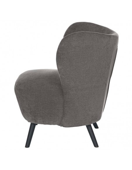 Butaca OPORTO tela gris oscuro y patas de metal negro.