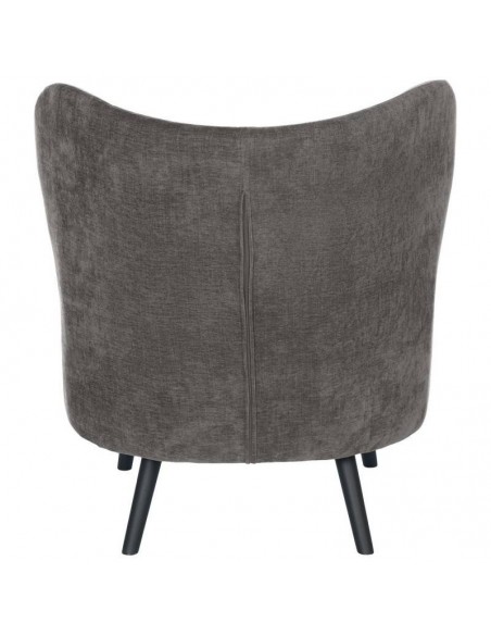 Poltrona OPORTO em tecido cinzento escuro e pernas em metal preto.