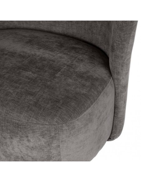 Butaca OPORTO tela gris oscuro y patas de metal negro.