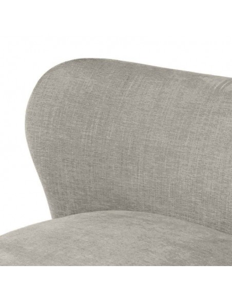 Butaca OPORTO tela gris claro y patas de metal negro.