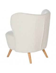 Butaca JAIPUR tejido borreguito blanco y patas de madera. 2