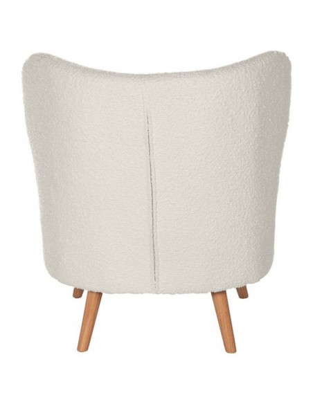 Butaca JAIPUR tejido borreguito blanco y patas de madera.