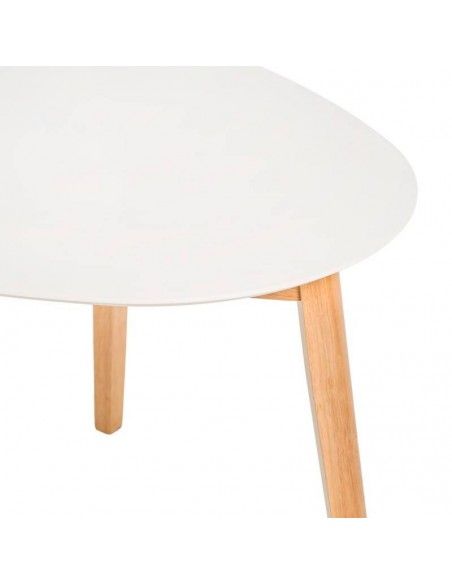 Mesa de cocina angular MORGAN 90 x 80 cm. Lacada blanco y patas madera