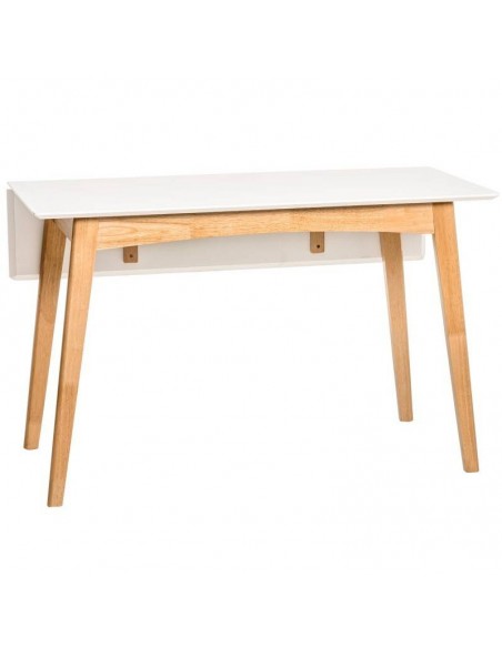 Mesa cocina abatible TORI 120x50 (75) cm. Laca blanco y patas madera.