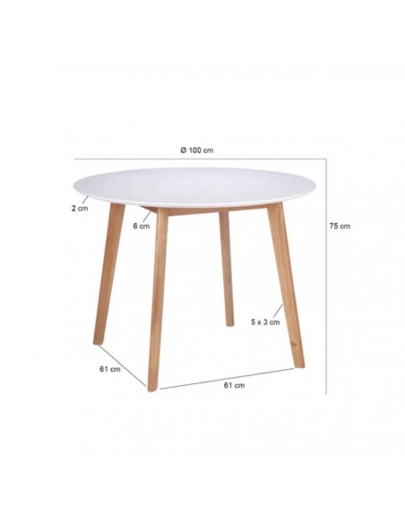 Mesa redonda para cocina MONNA 100 cm. Chapada en roble.