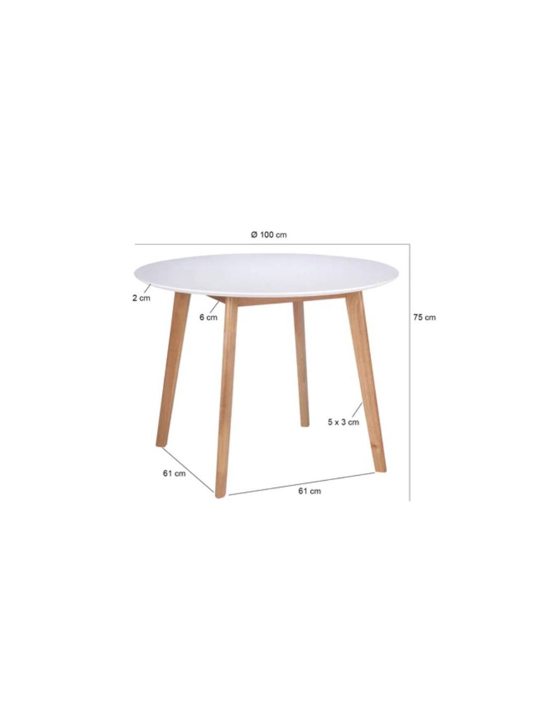 Mesa redonda de 100 cm fresno - Mubak