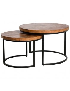Set mesas de centro FARLAN. Tapa en madera de mango y...