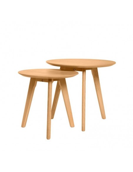 Conjunto de mesa de centro KLAUS, chapa de carvalho e pés de carvalho.