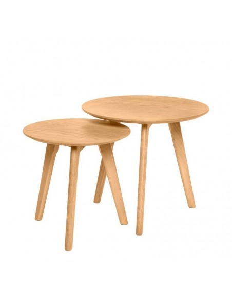 Conjunto de mesa de centro KLAUS, chapa de carvalho e pés de carvalho.