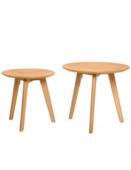 Conjunto de mesa de centro KLAUS, chapa de carvalho e pés de carvalho.