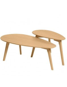 Set de mesas centro CONRAD, chapa de roble y patas en madera