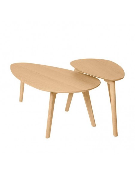 Conjunto de mesa de centro CONRAD, chapa de carvalho e pés de madeira