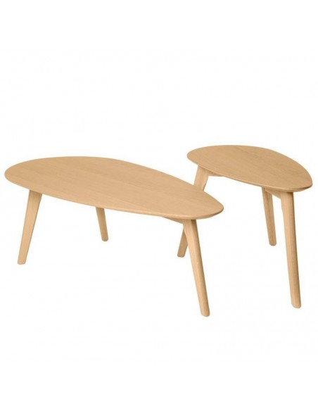 Conjunto de mesa de centro CONRAD, chapa de carvalho e pés de madeira