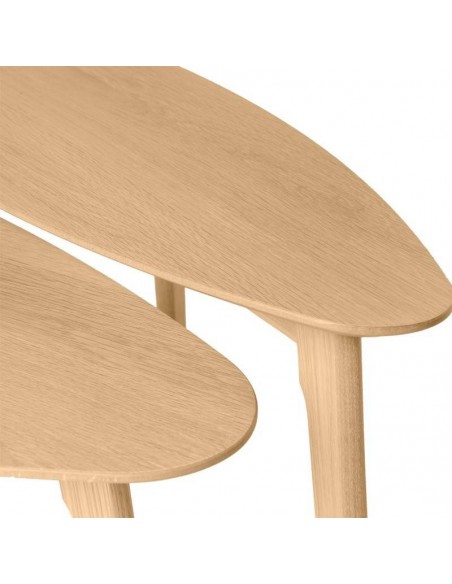 Conjunto de mesa de centro CONRAD, chapa de carvalho e pés de madeira