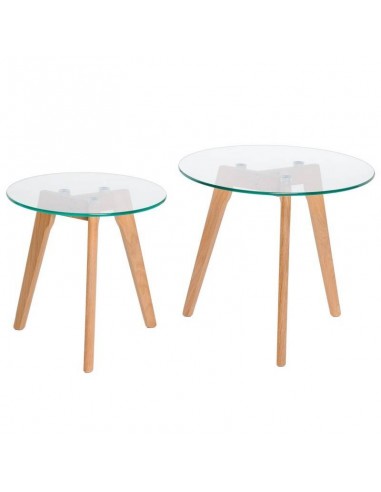 Conjunto de mesas centro ABEL, Vidrio e pés de...