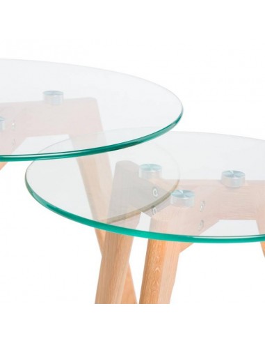 Set de mesas centro ABEL, cristal y patas en...