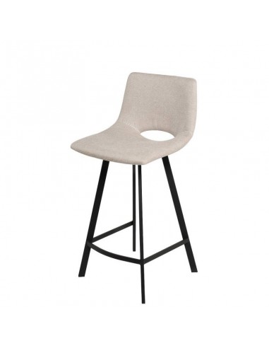 Taburete CLARK de 65,5 cm. Asiento tapizado en Beige y patas de metal.
