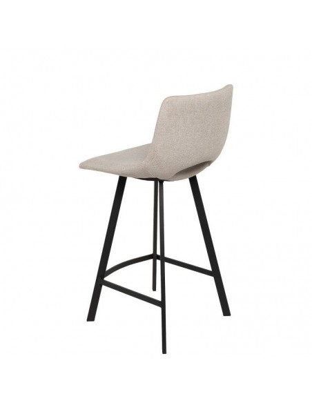 Banco CLARK de 65,5 cm. Assento estofado en Beige e pés de metal.