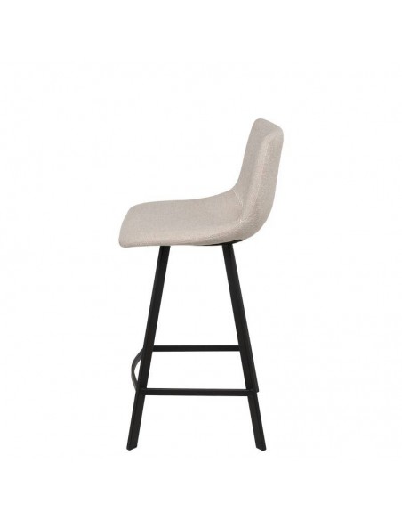 Banco CLARK de 65,5 cm. Assento estofado en Beige e pés de metal.