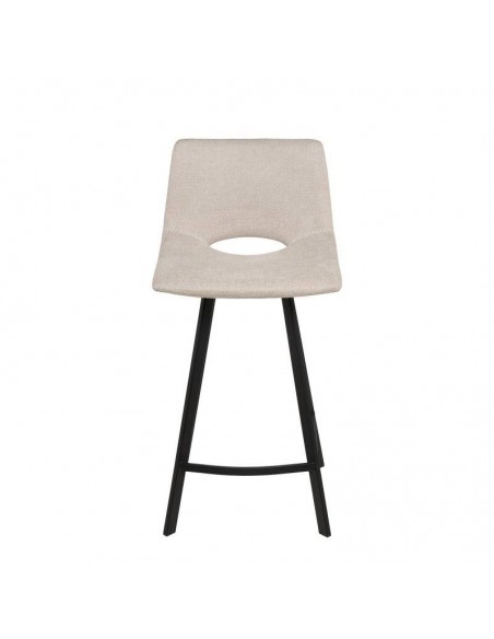Taburete CLARK de 65,5 cm. Asiento tapizado en Beige y patas de metal.