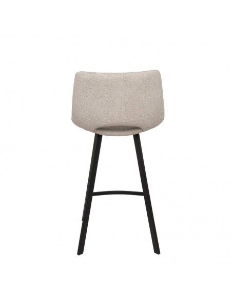 Banco CLARK de 65,5 cm. Assento estofado en Beige e pés de metal.